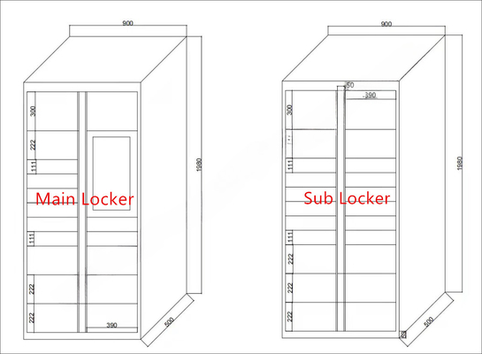 Casier électrique intelligent extérieur de H1980mm avec l'écran 10inch et la porte différente de taille