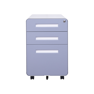 Cabinet de stockage de fichier mobile de piédestal de bord de tiroir rond de l'acier 3 avec des roues